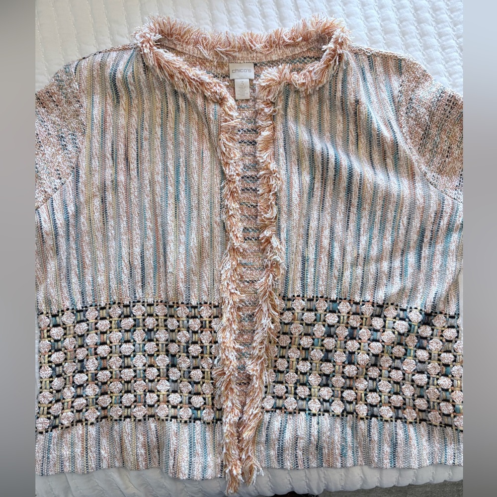 Chico's Textured Striped Cardigan